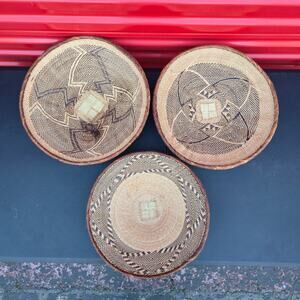 Set Of 3 Tonga Binga Baskets Wall Art Deco Baskets 13 14 15 INCH Africa art Deco